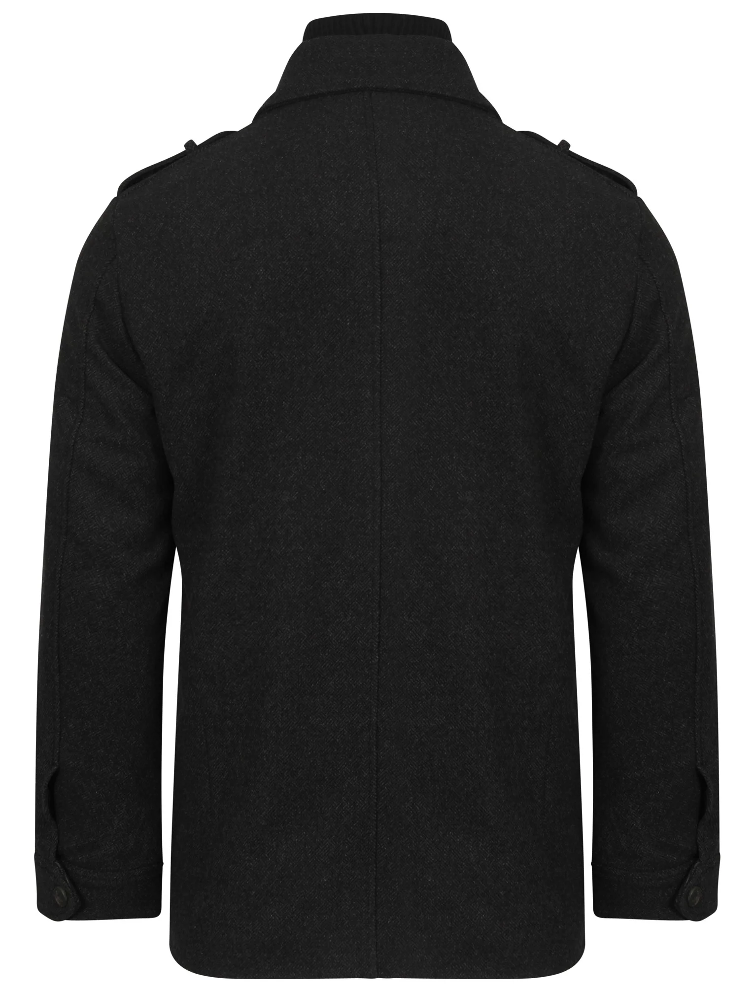 Addiego Wool Blend Herringbone Coat with Quilted Lining In Grey - Dissident - Image 3