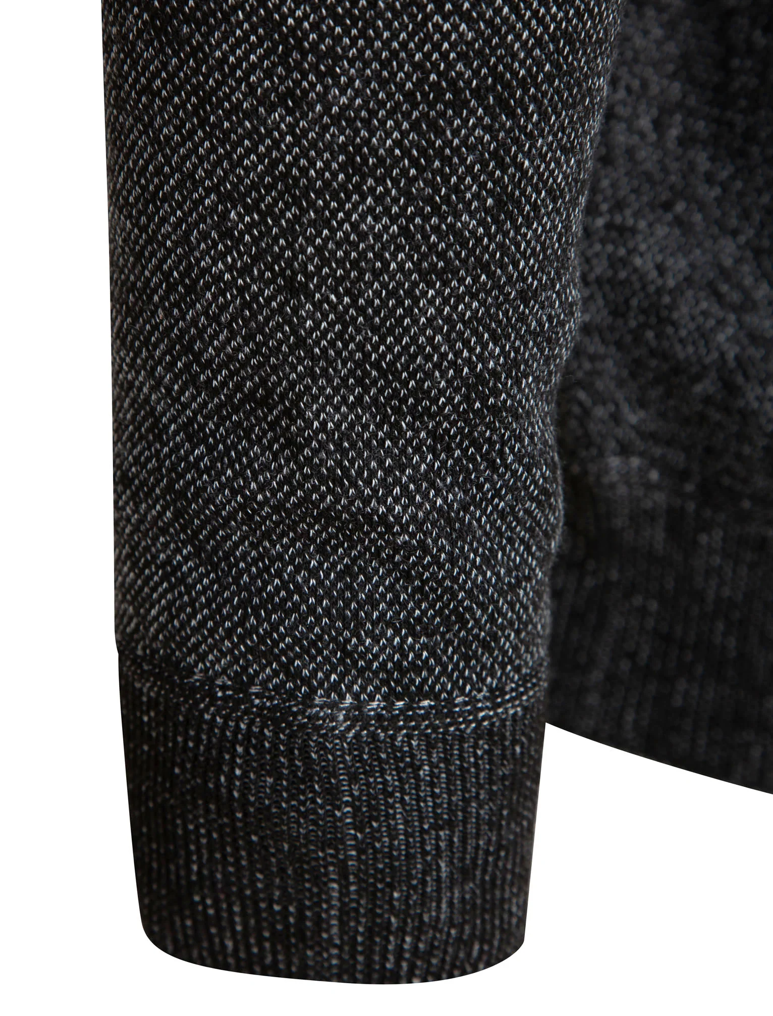 Barney Crew Neck Birdseye Pique Jumper in Black / White Melange - Kensington Eastside - Image 3