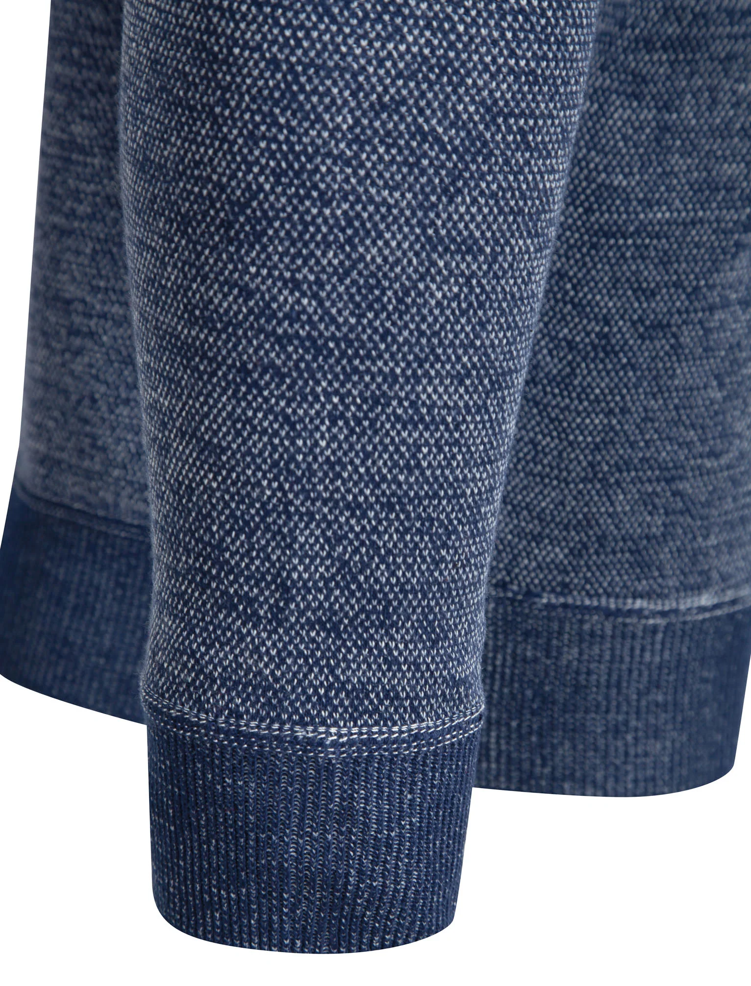 Barney Crew Neck Birdseye Pique Jumper in Blue / White Melange - Kensington Eastside - Image 3