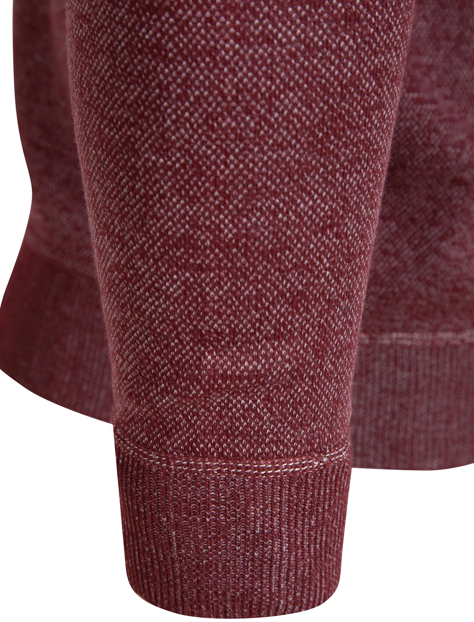 Barney Crew Neck Birdseye Pique Jumper in Wine / White Melange - Kensington Eastside - Image 3