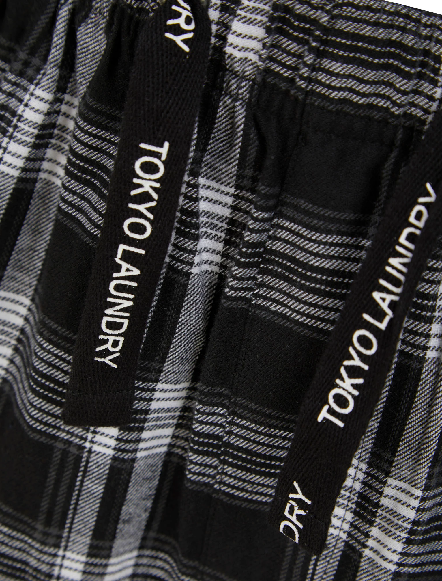 Bennett Brushed Flannel Woven Checked Cotton Lounge Pants in Jet Black  - Tokyo Laundry - Image 3
