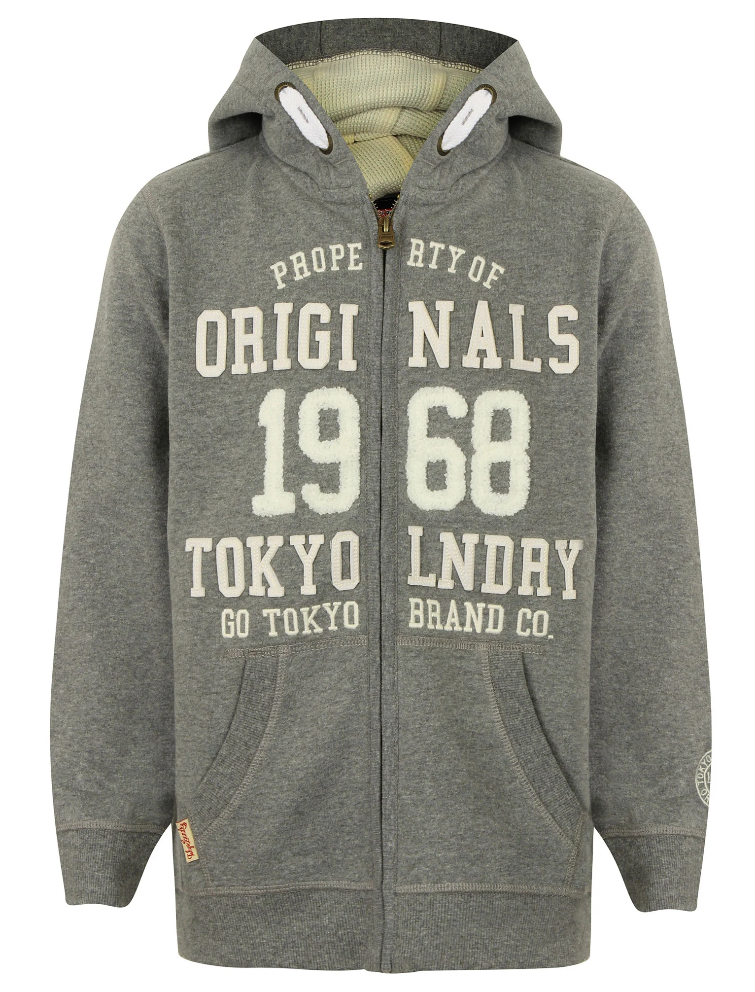 Boys K-Baracoa Point Zip Through Hoodie in Mid Grey Marl - Tokyo Laundry Kids - Image 3