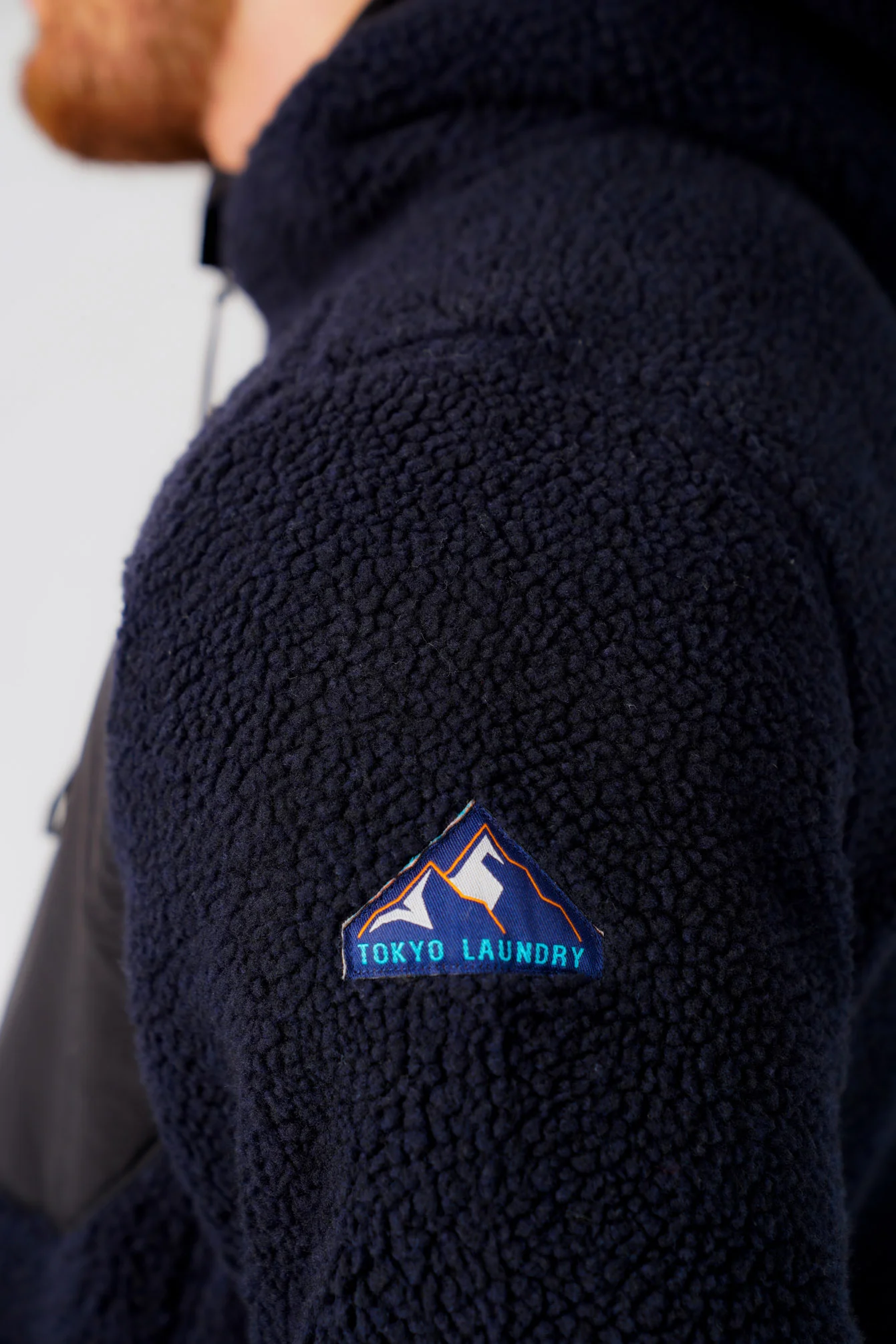 Brewer Teddy Borg Fleece Zip Through Hoody In Navy - Tokyo Laundry - Image 4