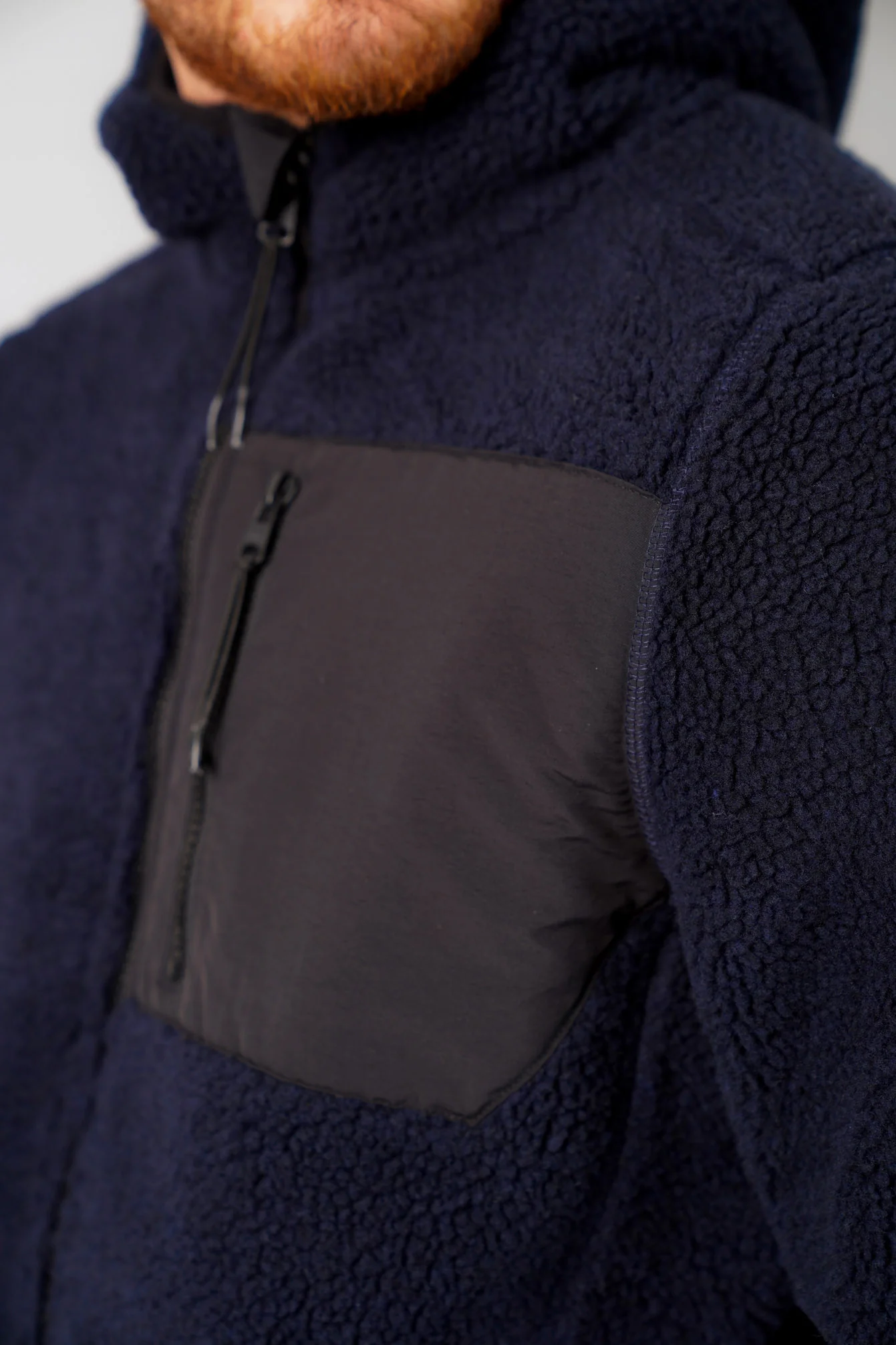 Brewer Teddy Borg Fleece Zip Through Hoody In Navy - Tokyo Laundry - Image 5