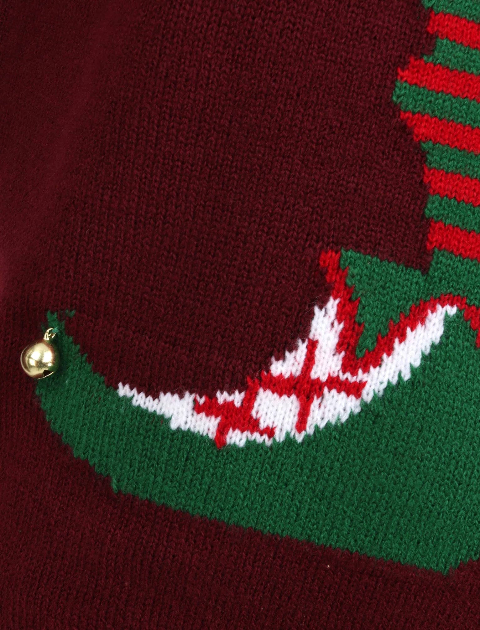 Chill Out Elf Motif Novelty Christmas Jumper in Oxblood - Season’s Greetings - Image 4
