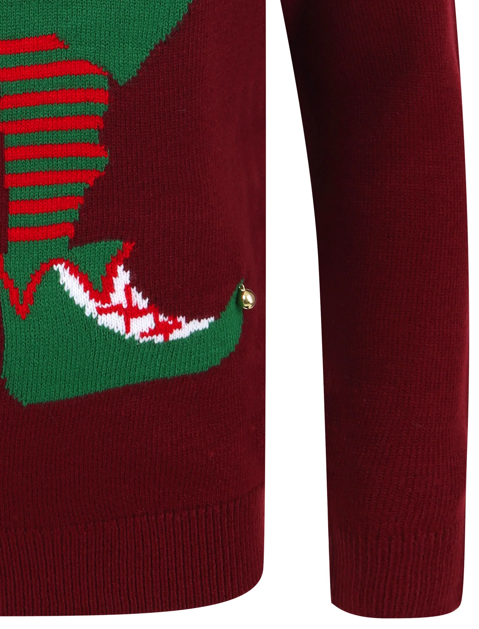 Chill Out Elf Motif Novelty Christmas Jumper in Oxblood - Season’s Greetings - Image 5