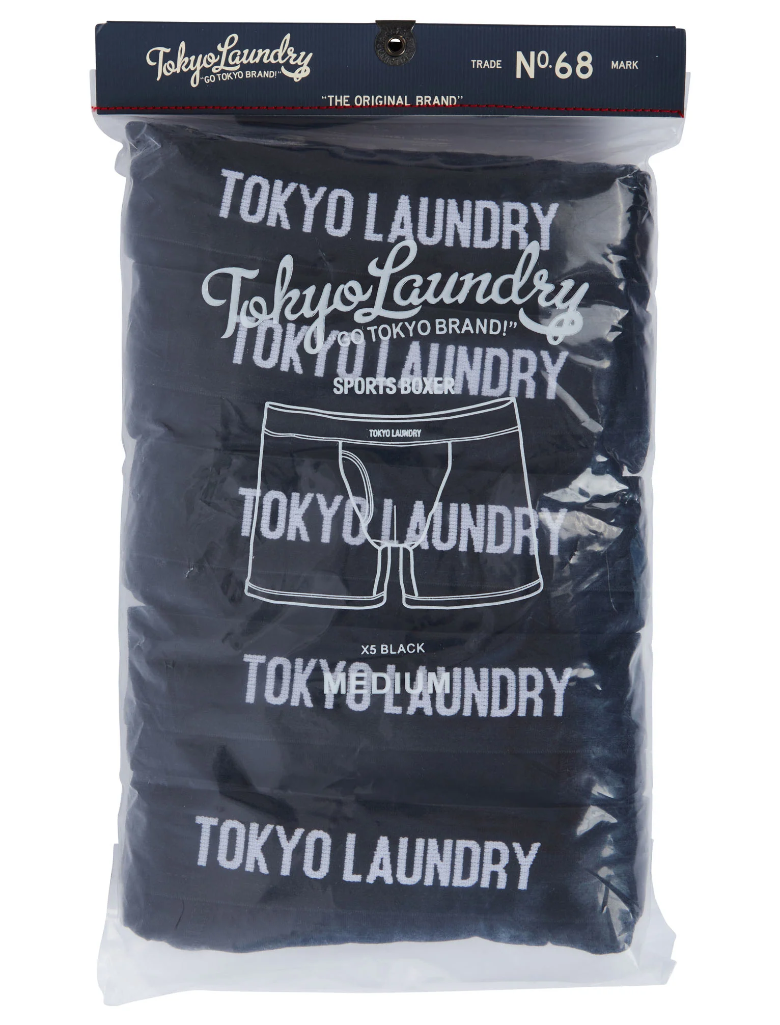 Clovelly (5 Pack) Cotton Sports Boxer Shorts Set in Jet Black - Tokyo Laundry - Image 5