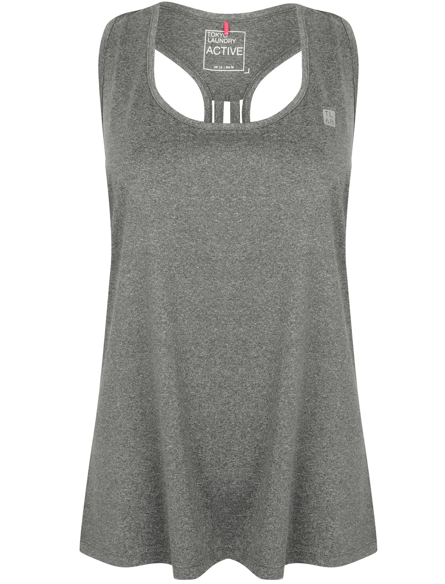 Elleena Strappy Racer Back Sports Vest Top in Grey Grindle - Tokyo Laundry Active - Image 3