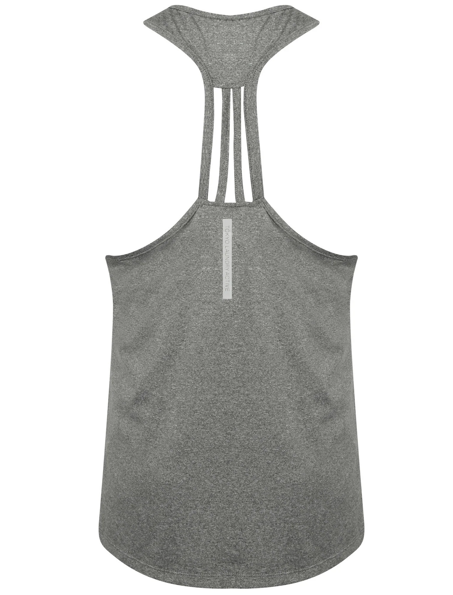 Elleena Strappy Racer Back Sports Vest Top in Grey Grindle - Tokyo Laundry Active - Image 4