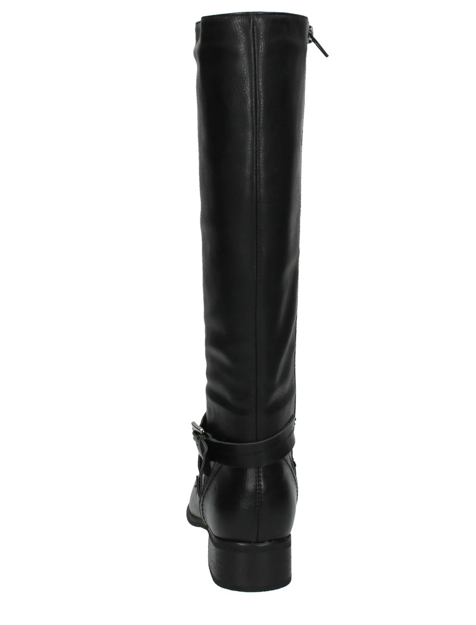 Erin Faux Leather Knee High Boots with Buckle Strap in Black - Image 3