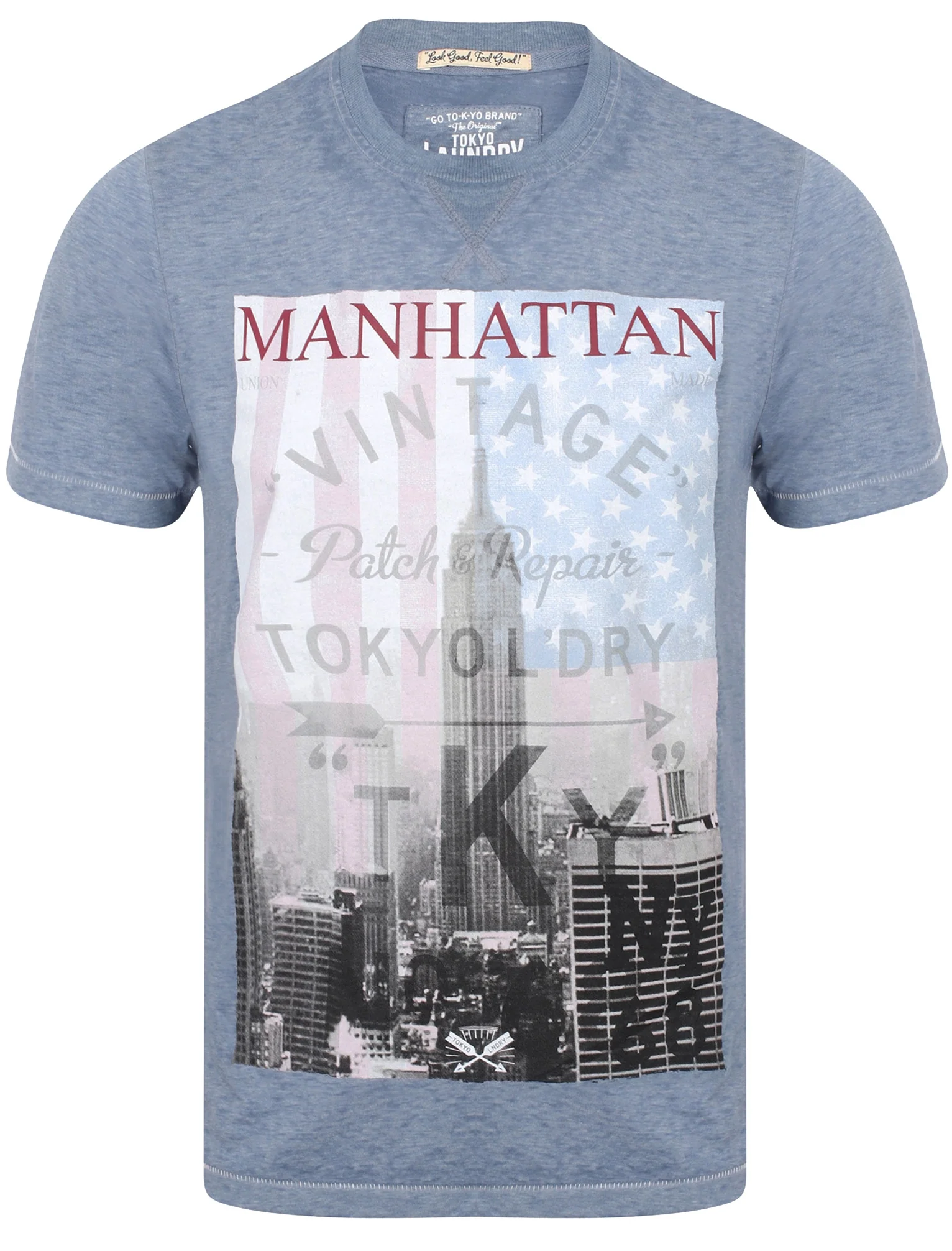 Freeport Motif Burnout T-Shirt In Vintage Indigo - Tokyo Laundry - Image 4