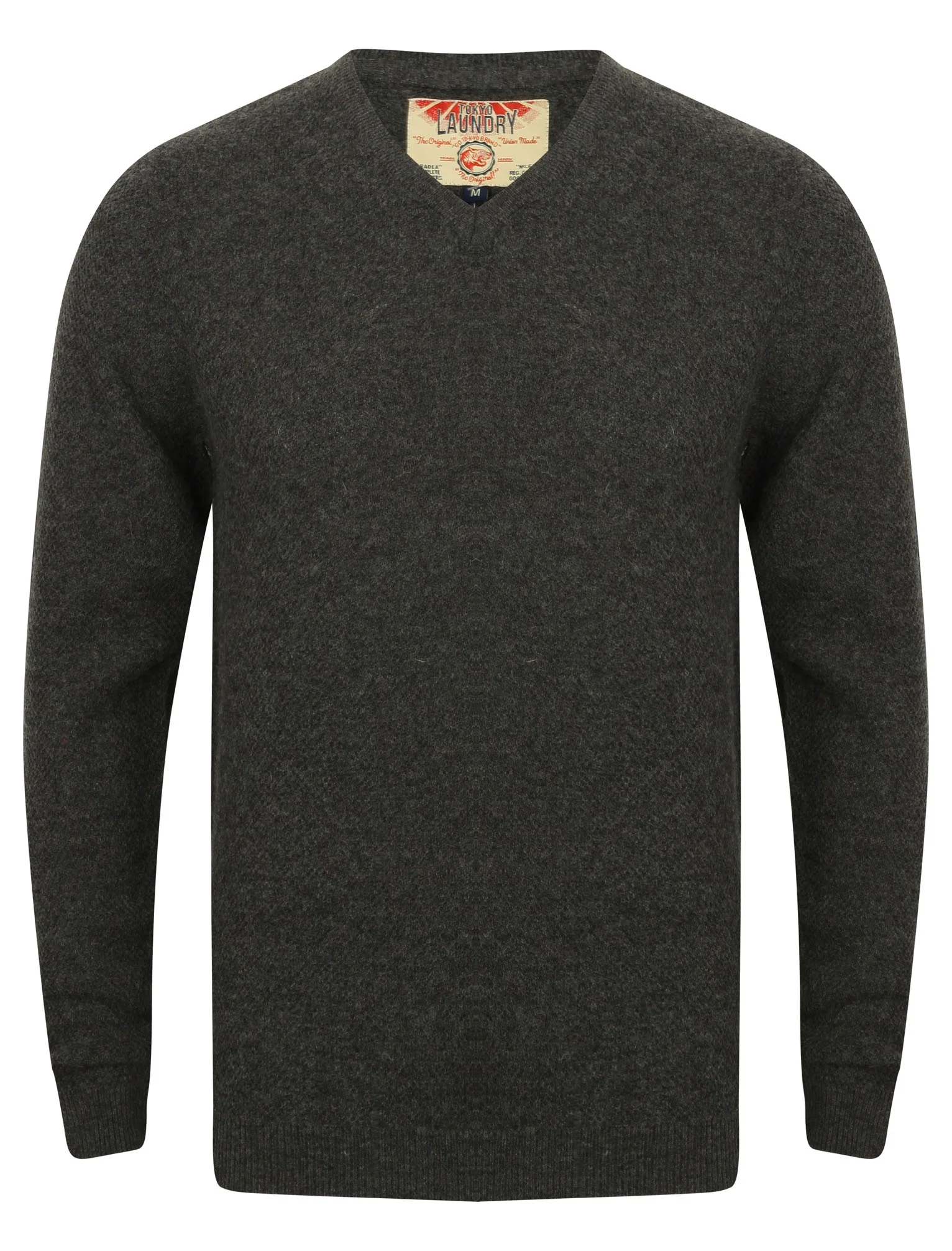 Hawes V Neck Lambswool Rich Knitted Jumper in Charcoal - Tokyo Laundry - Image 4