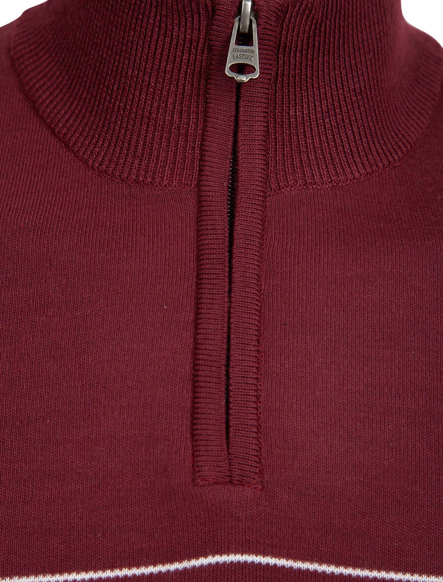 Humphrey Striped Half Zip Neck Knit Jumper in Wine - Kensington Eastside - Image 3