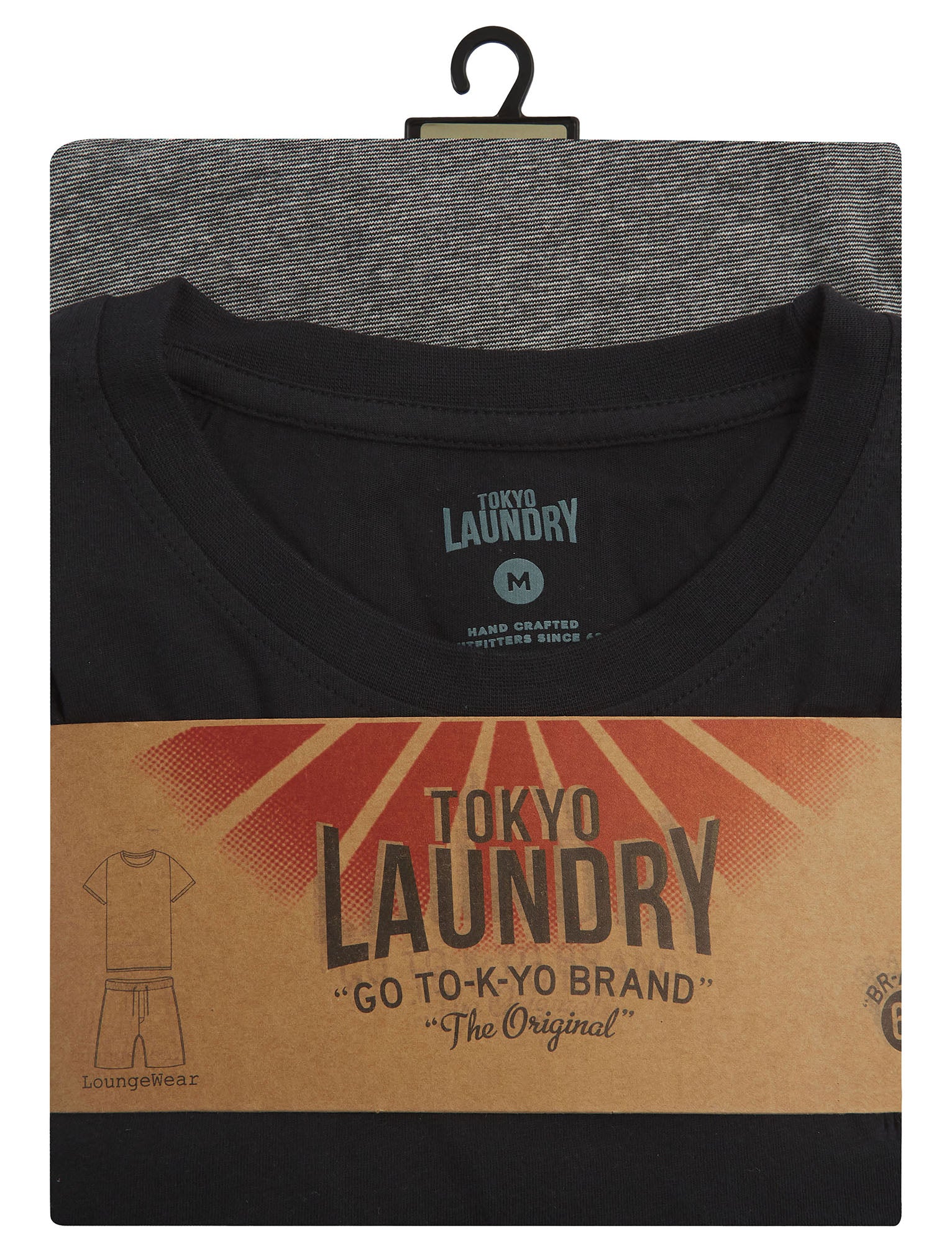 Keir 2 Piece Jersey Cotton Crew Neck T-Shirt and Shorts Lounge Set in Jet Black - Tokyo Laundry - Image 8