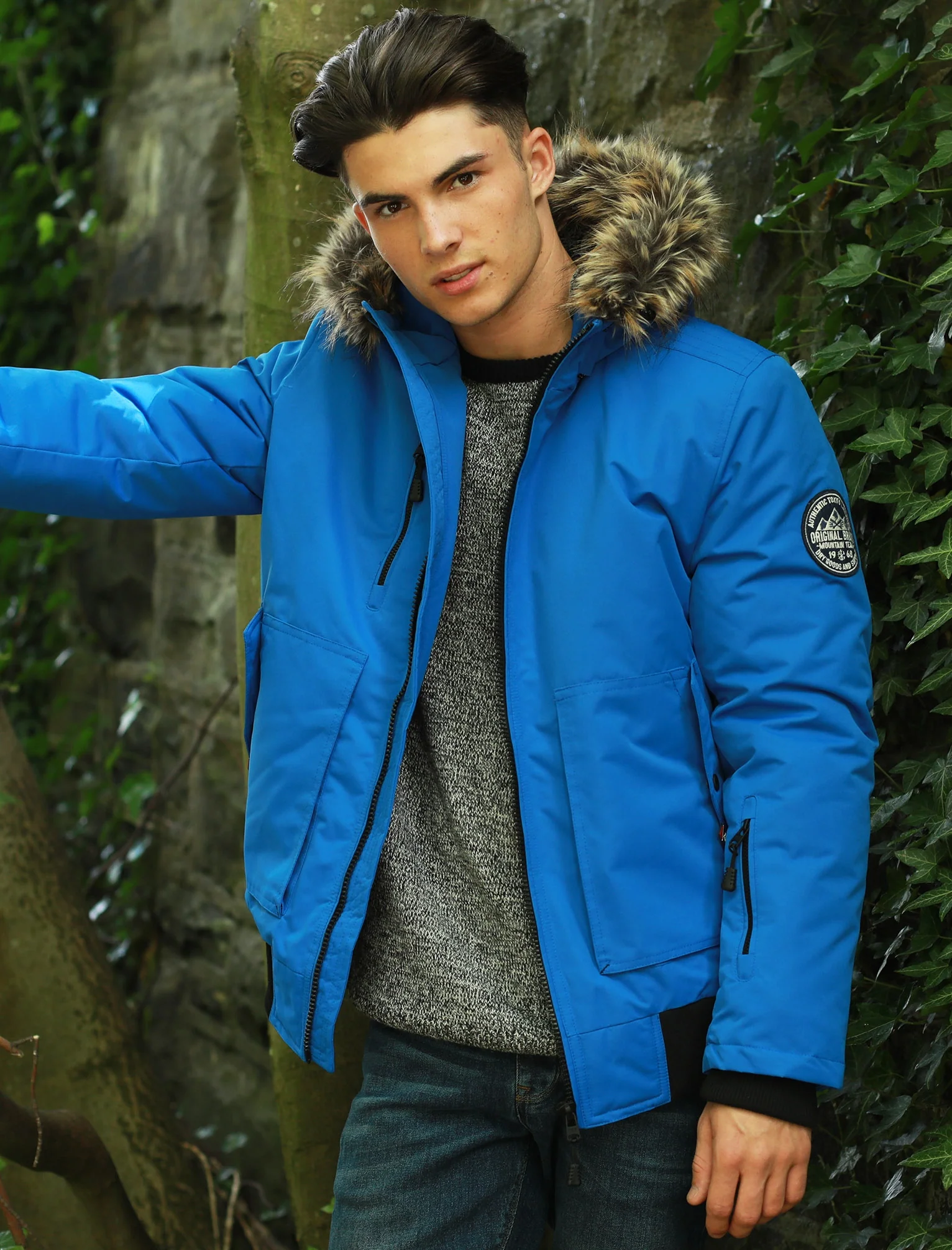 Kennett Taslon Short Parka Coat With Borg Lined Hood In Olympian Blue - Tokyo Laundry - Image 3