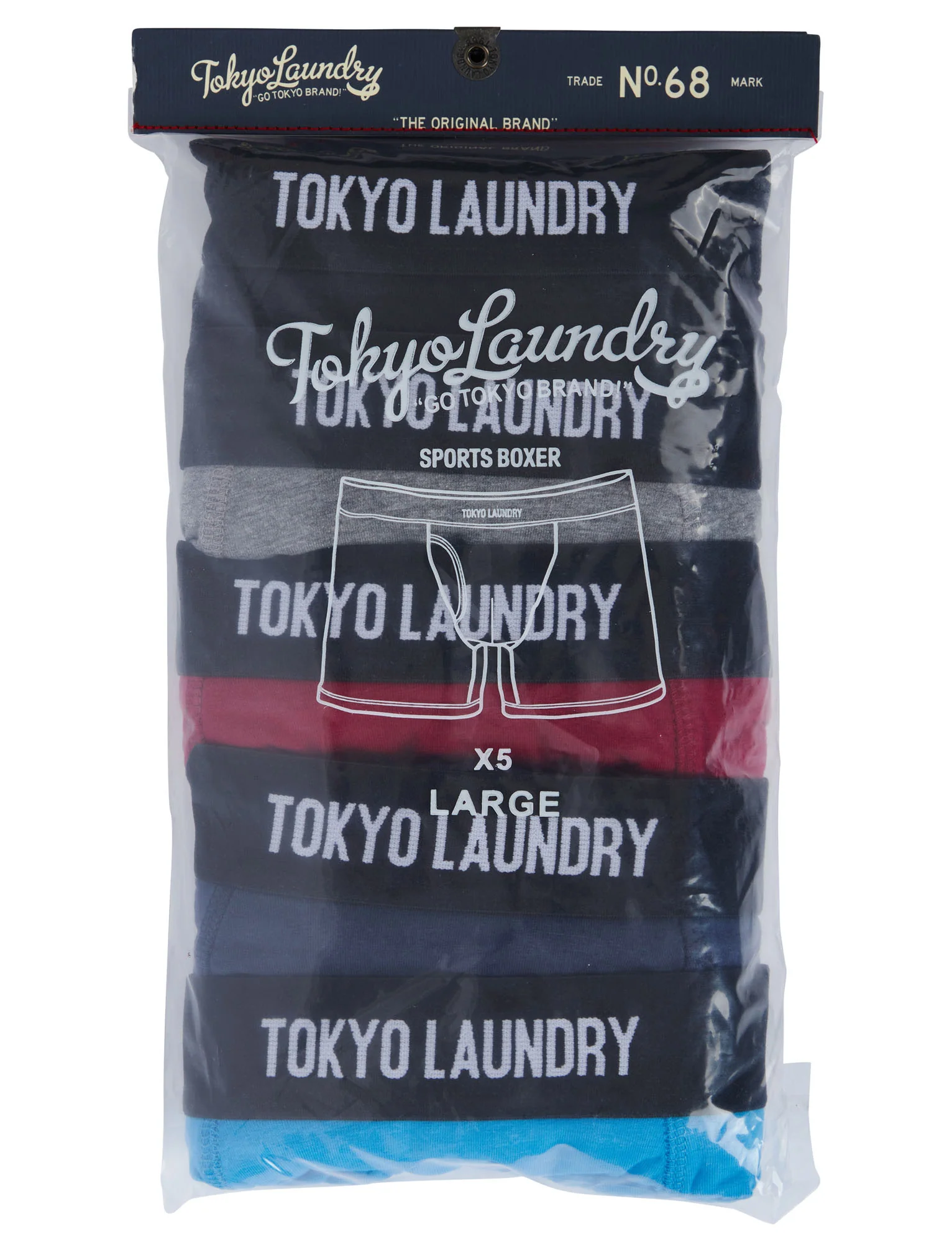 Koman (5 Pack) Cotton Sports Boxer Shorts Set in Multi-Colour - Tokyo Laundry - Image 11