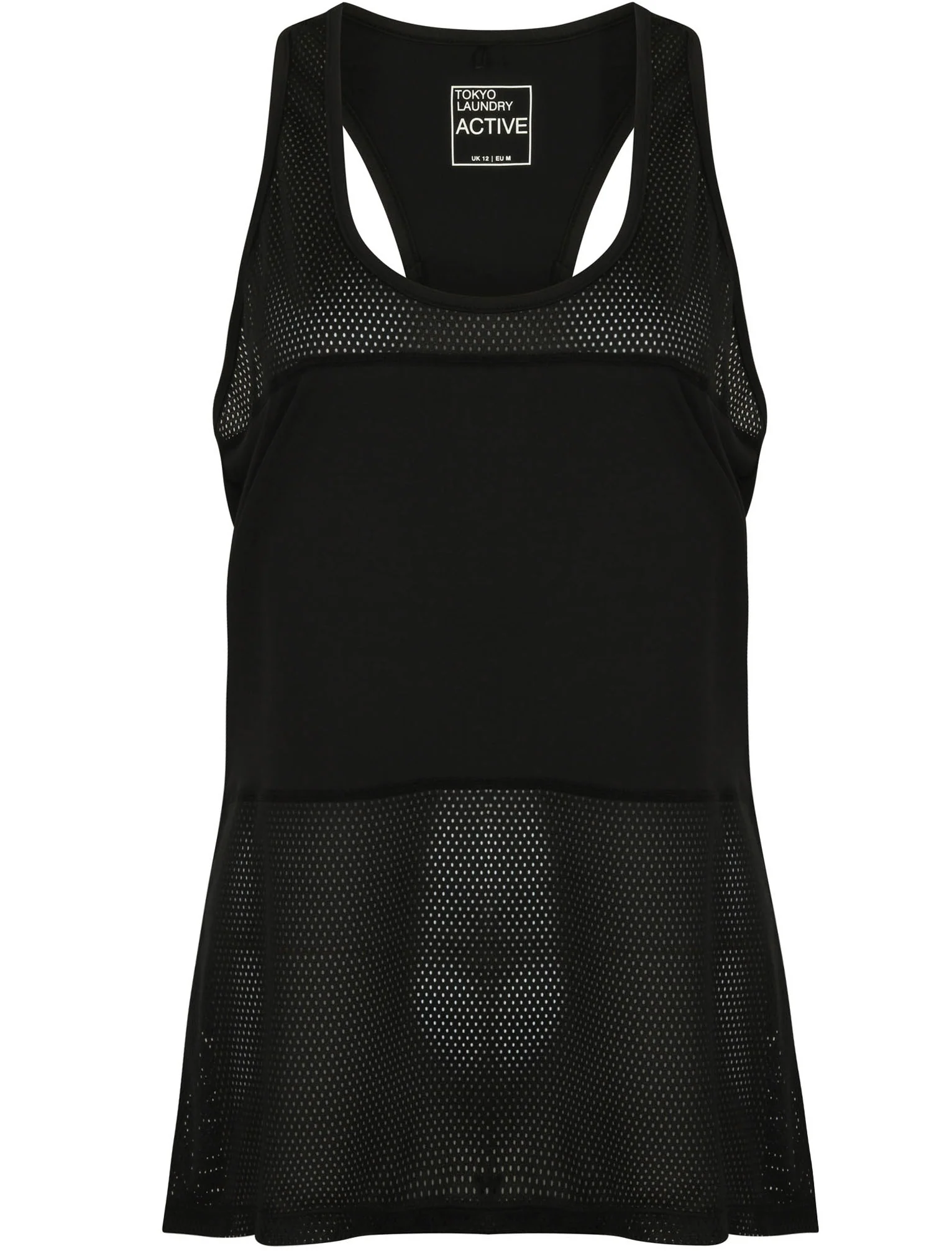 Kripki Mesh Panel Racer Back Sports Vest Top in Black - Tokyo Laundry Active - Image 3