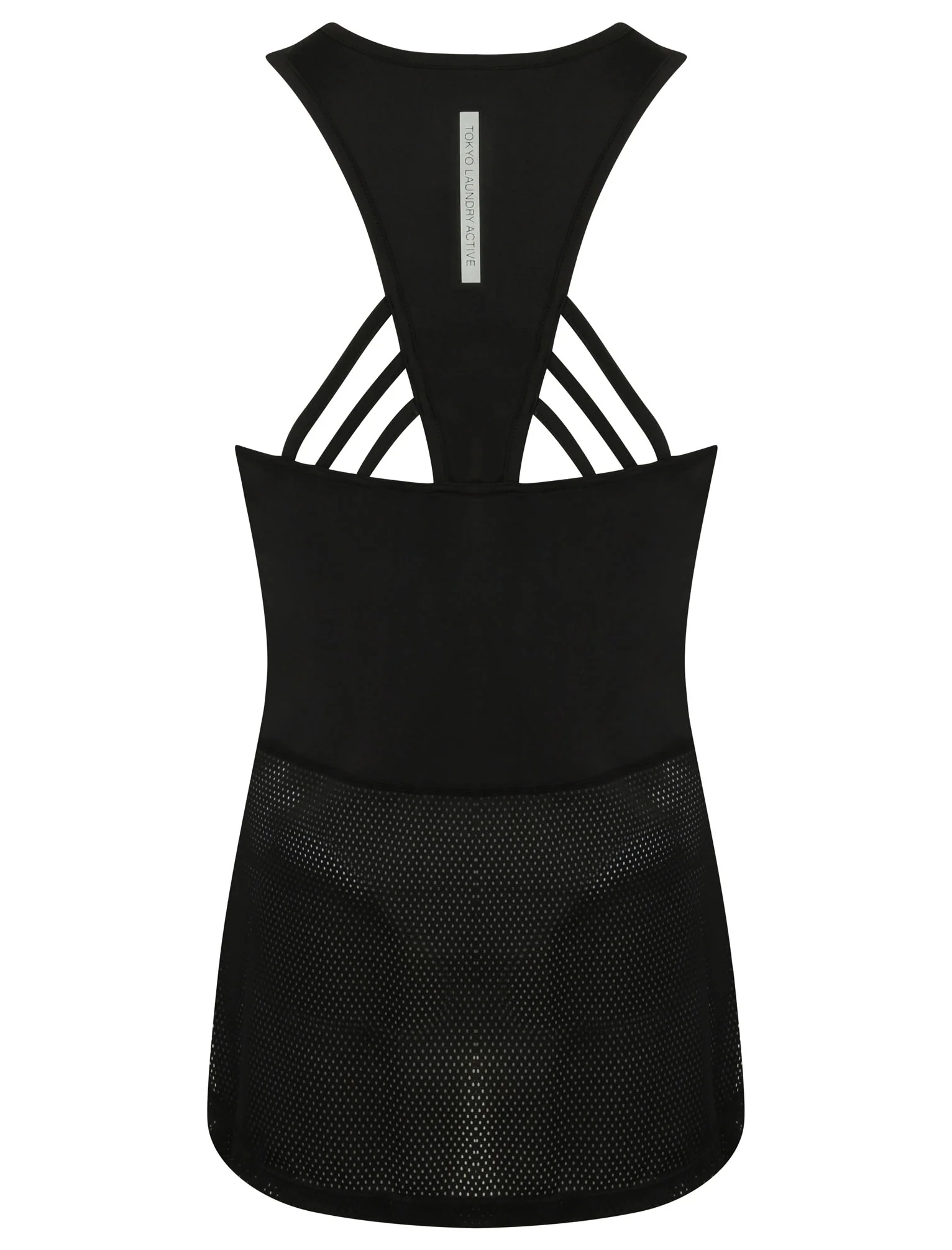 Kripki Mesh Panel Racer Back Sports Vest Top in Black - Tokyo Laundry Active - Image 4