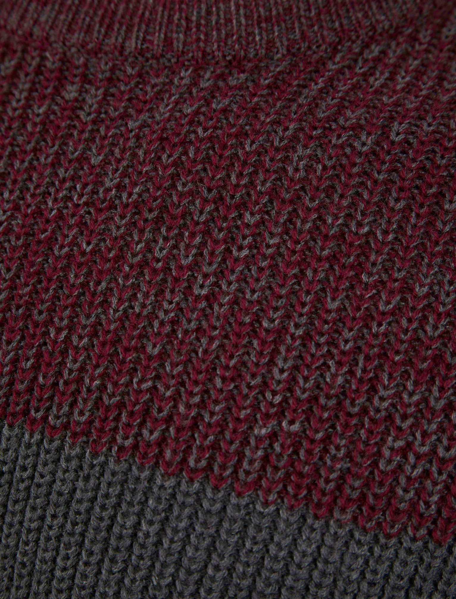 Levy Tri-Colour Block Crew Neck Soft Knitted Jumper in Claret - Kensington Eastside - Image 3