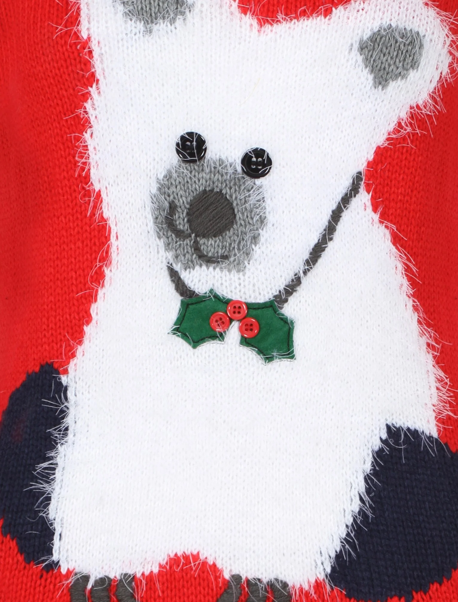 Womens Satin Flower red knitted Xmas jumper - Merry Christmas - Image 3