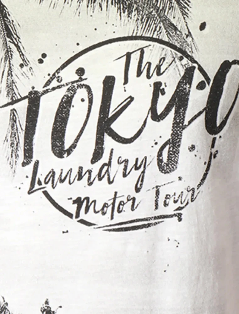 Motor Tour Motif Cotton Slub T-Shirt In Tender Yellow - Tokyo Laundry - Image 3