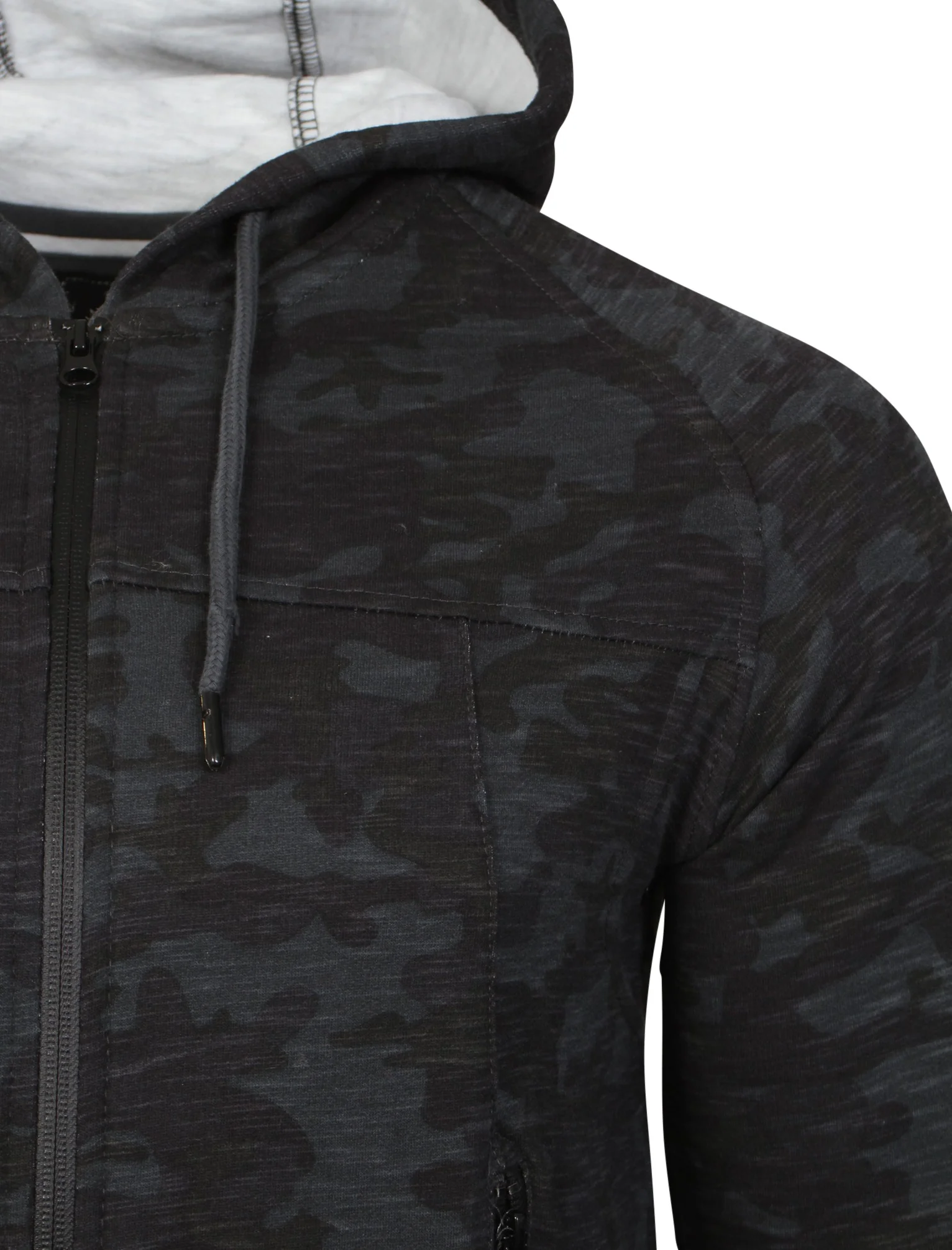 Mens Nate Camouflage Zip Up Hoodie in Blue - Image 3