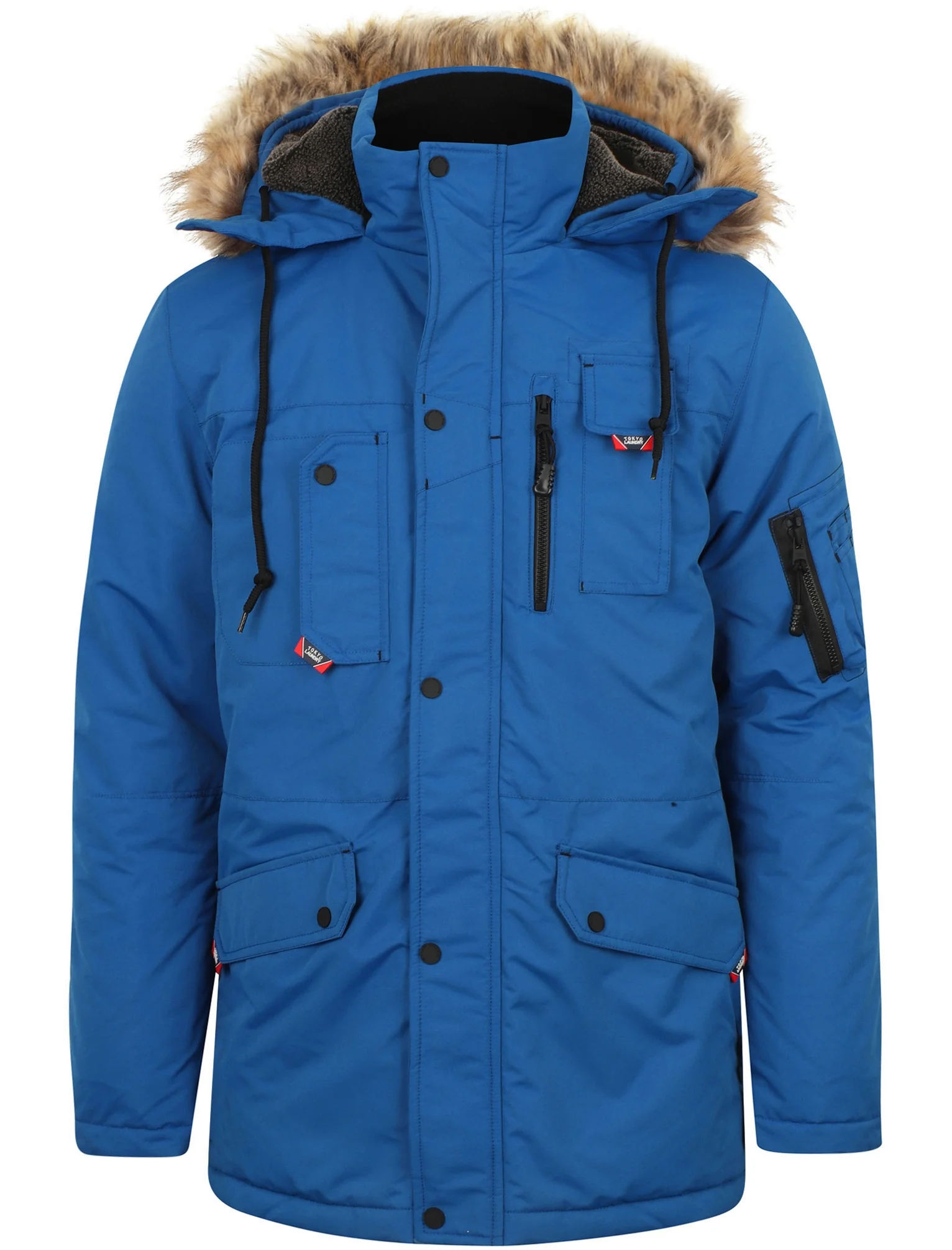 Nicklas Utility Parka Coat with Faux Fur Lined Hood in Olympian Blue - Tokyo Laundry - Image 3
