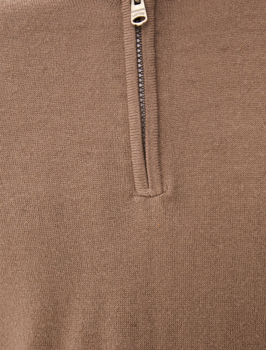 Redwood 2 Half Zip Neck Cashmilon Knit Jumper in Taupe - Kensington Eastside - Image 3