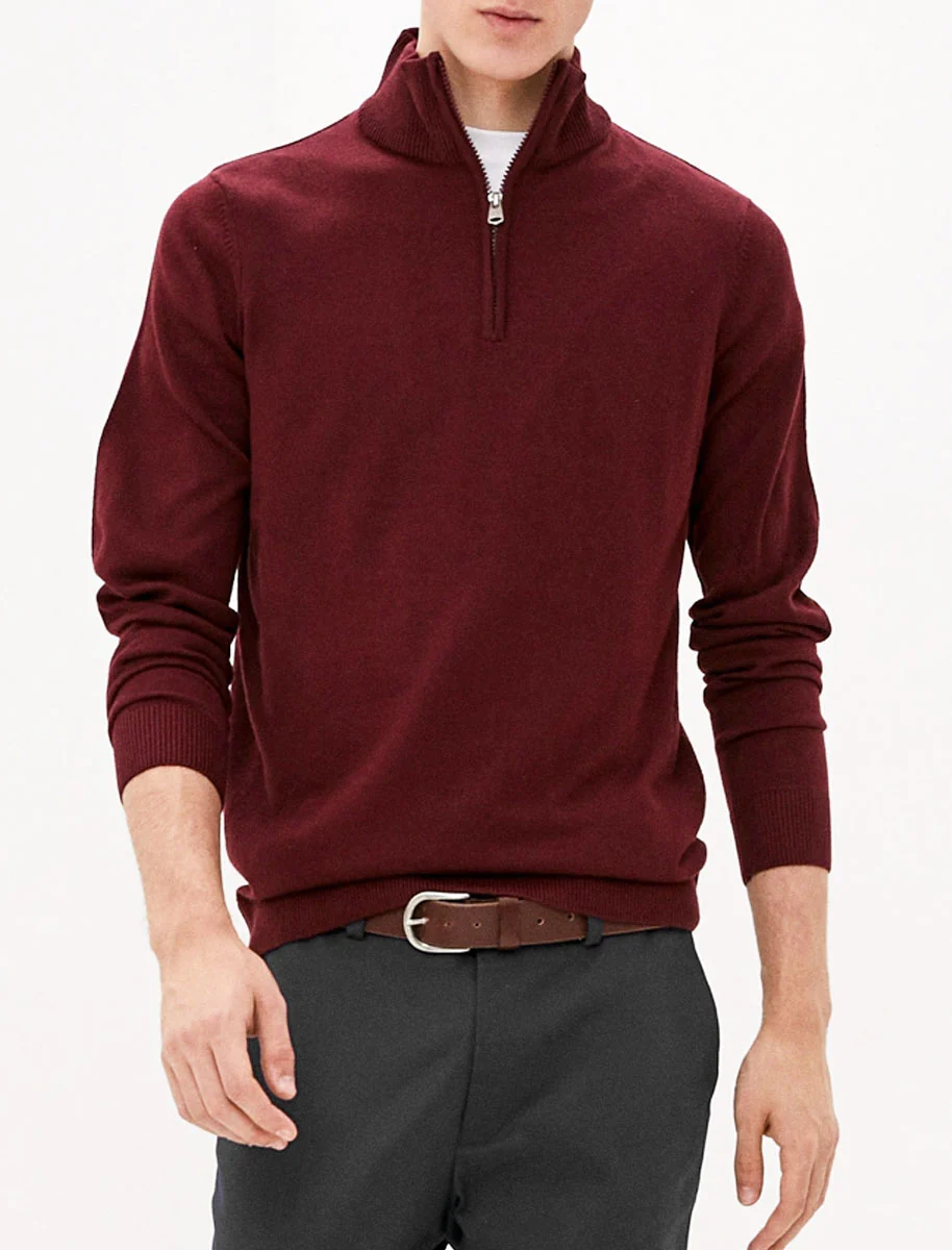 Redwood 2 Half Zip Neck Cashmilon Knit Jumper in Zinfandel - Kensington Eastside - Image 3