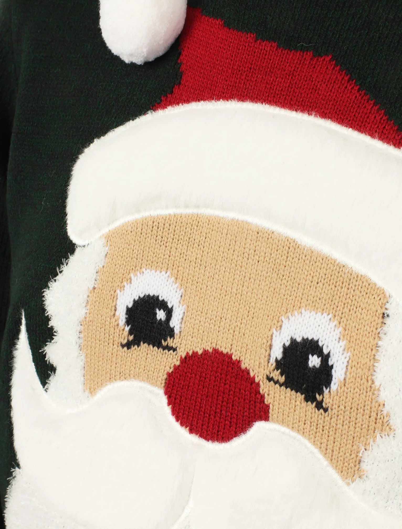 Santa Beard Novelty Christmas Jumper in Holly Green / Black - Season’s Greetings - Image 3