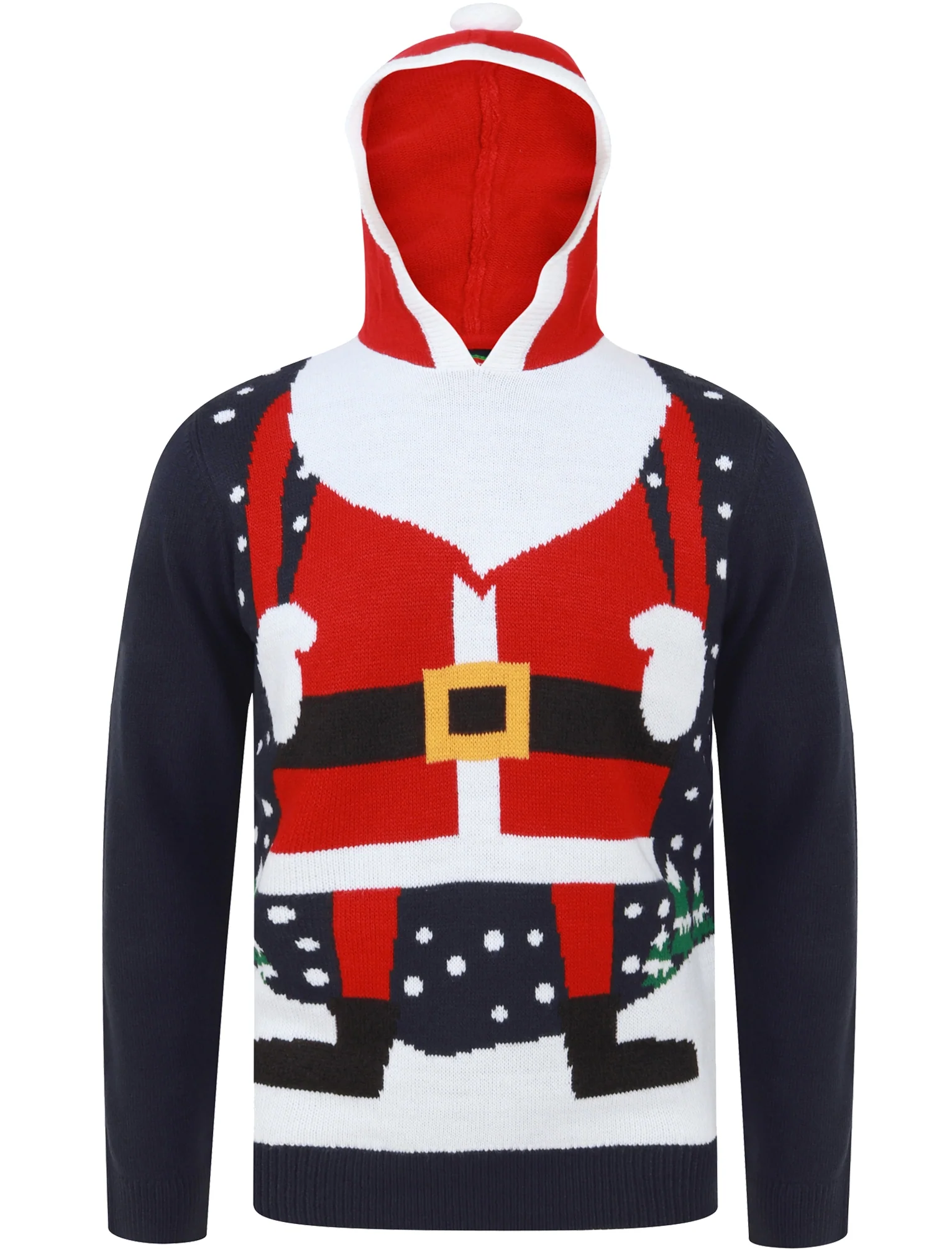 Santa Hoody Novelty Christmas Jumper with Hood in Ink - Merry Christmas - Image 5