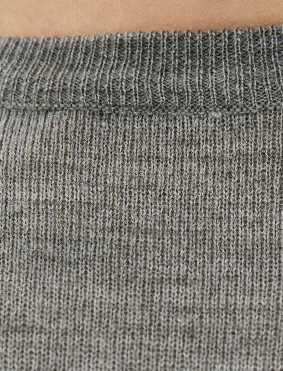 Striker Crew Neck Knitted Jumper in Mid Grey Marl - Kensington Eastside - Image 4