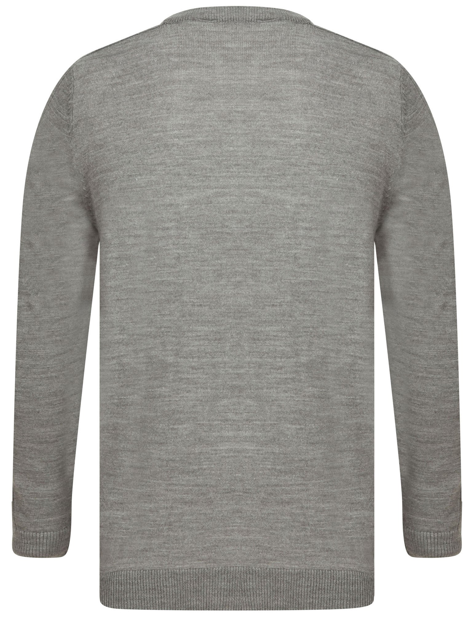 Striker Crew Neck Knitted Jumper in Mid Grey Marl - Kensington Eastside - Image 6