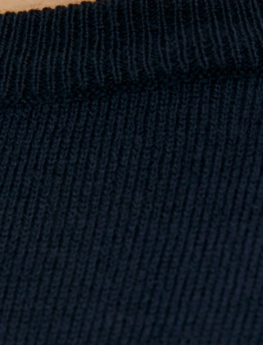 Striker Crew Neck Knitted Jumper in Sky Captain Navy - Kensington Eastside - Image 4