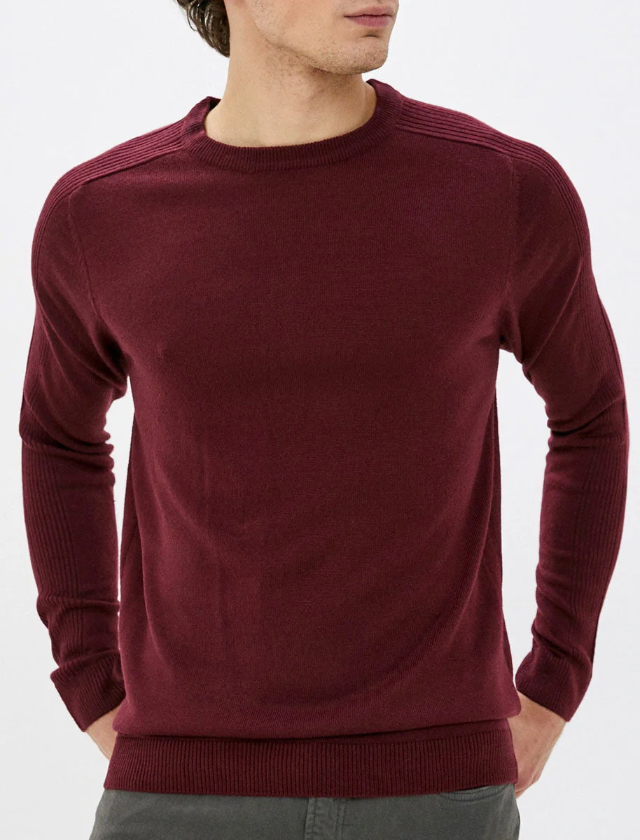 Striker Crew Neck Knitted Jumper in Zinfandel - Kensington Eastside - Image 3