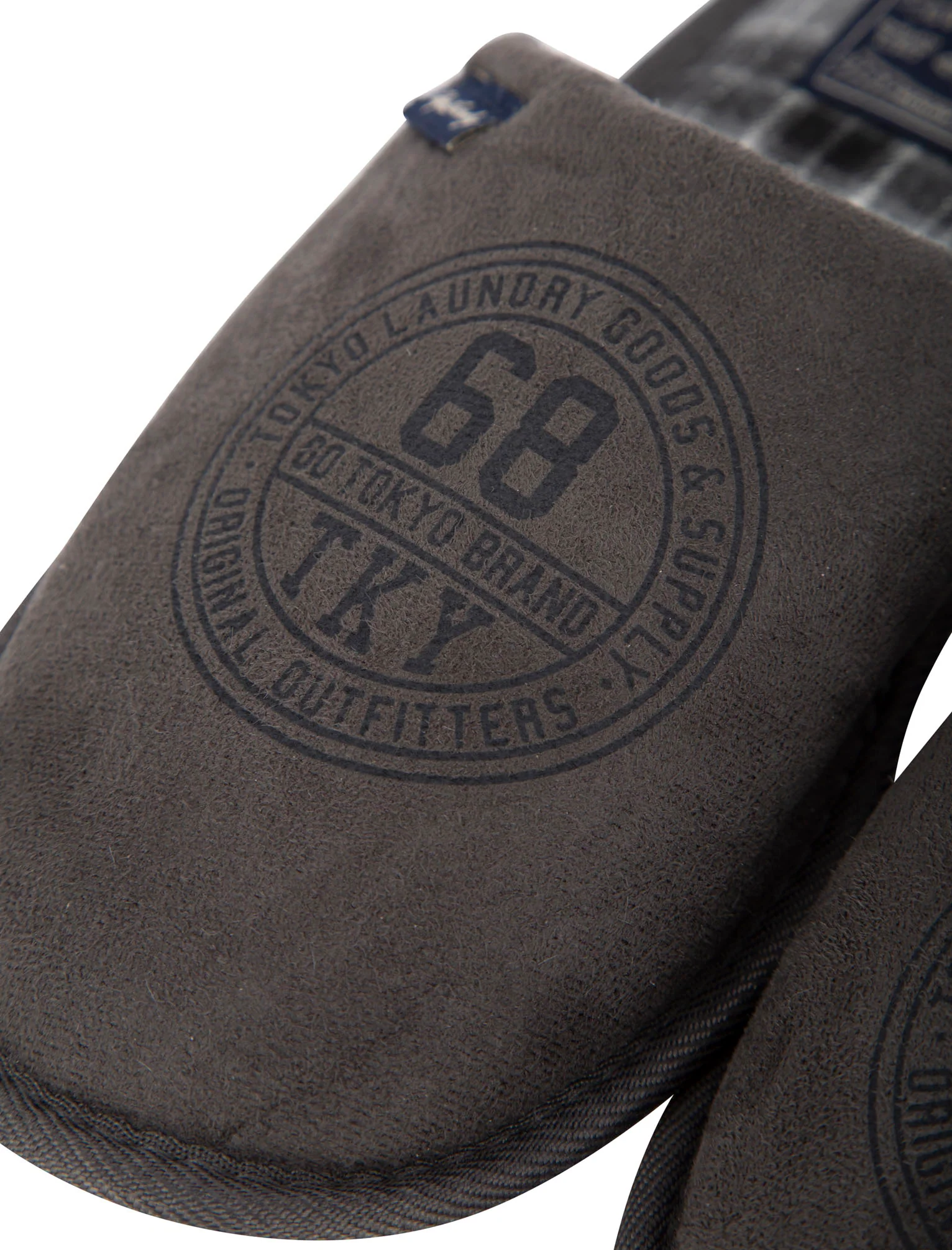 Taylored Fleece Lined Mule Slippers with Checked Lining in Grey - Tokyo Laundry - Image 3