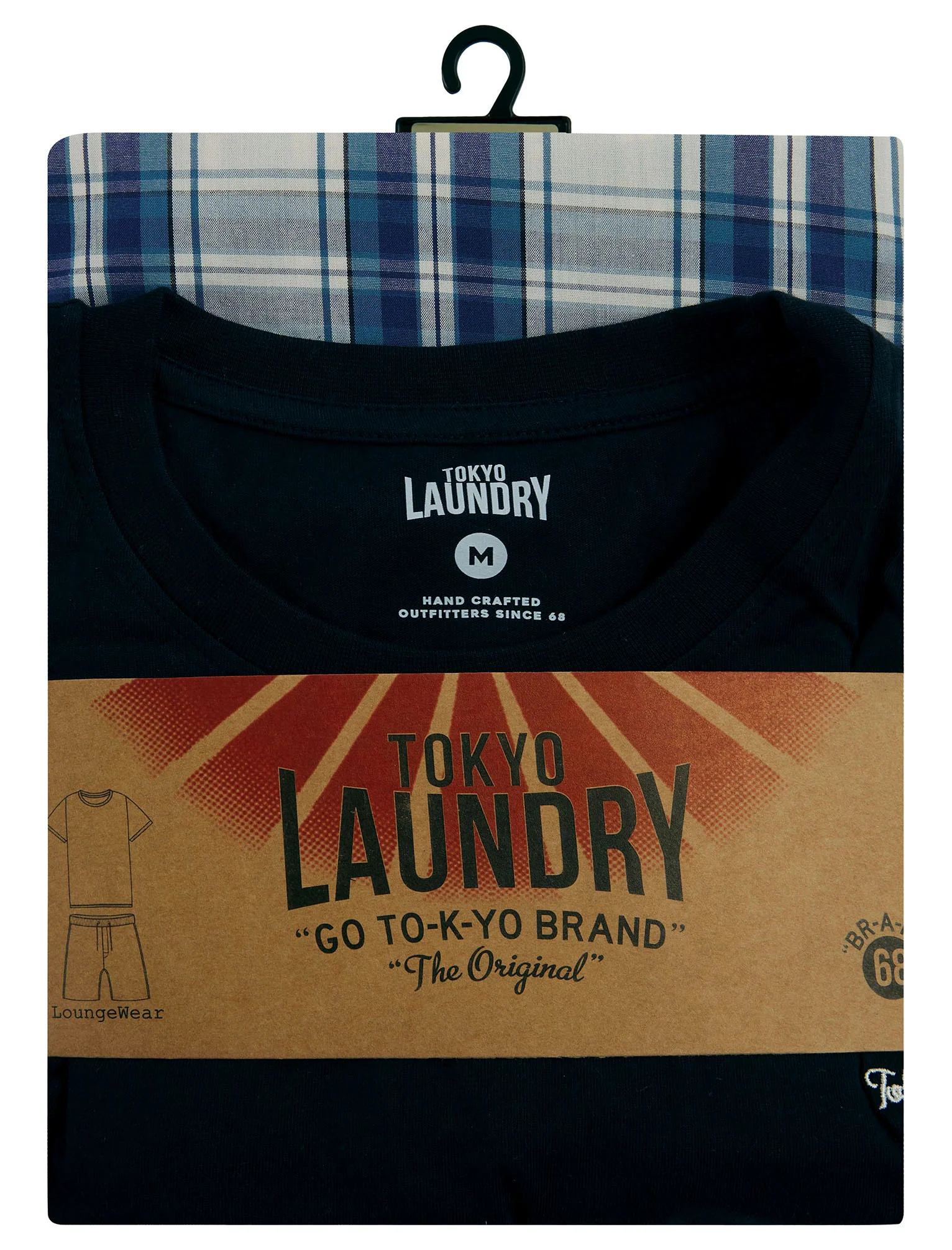 Tengen 2 Piece Jersey Cotton Crew Neck T-Shirt and Check Shorts Lounge Set in Sky Captain Navy - Tokyo Laundry - Image 8