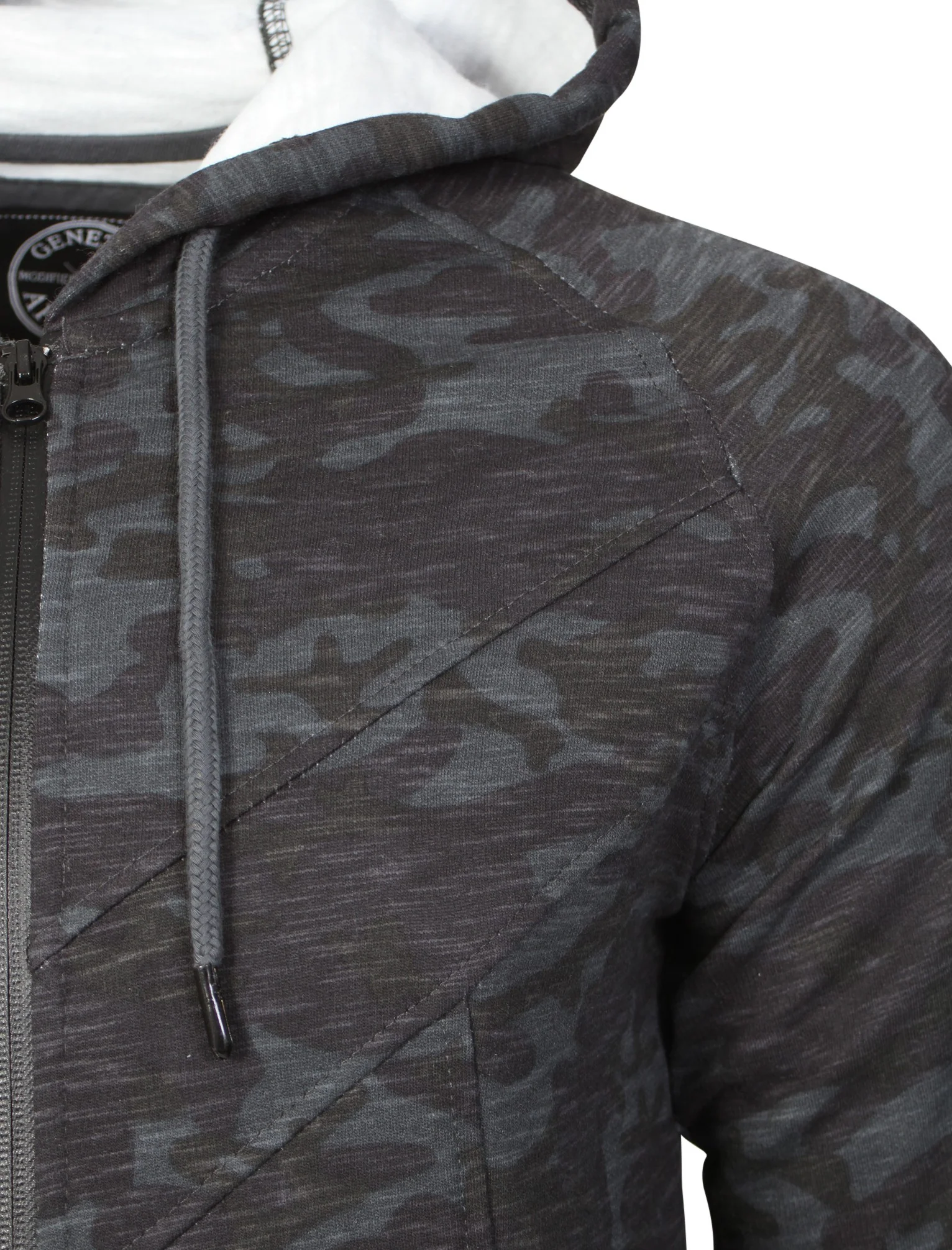 Mens Timothy Camouflage Zip Up Hoodie in Blue - Image 3