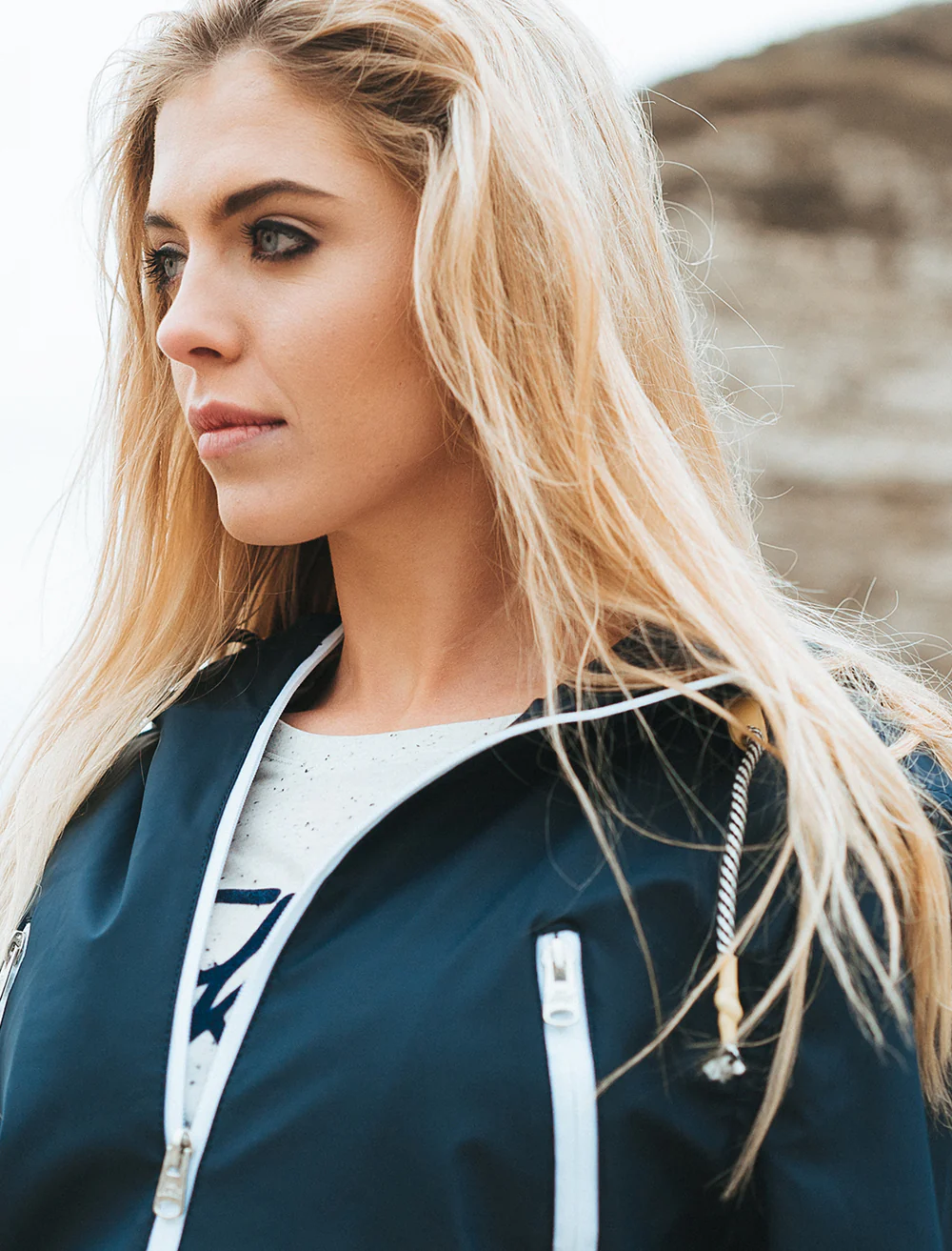 Kestrel Hooded Rain Coat in Navy / Yellow - Tokyo Laundry - Image 3