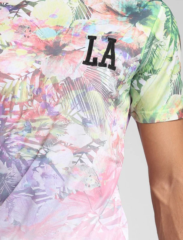 Vibrant Flower Print Crew Neck T-Shirt In Optic White - Tokyo Laundry - Image 3