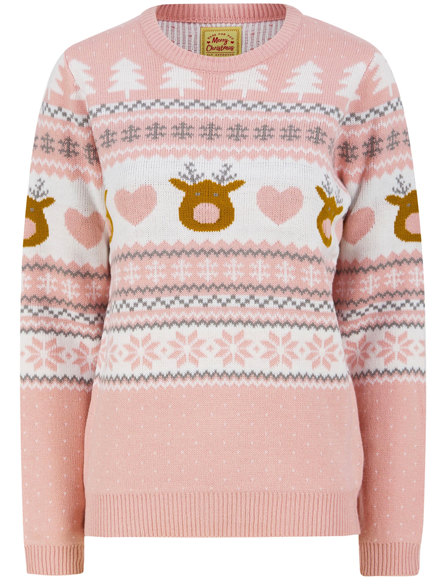 Women’s Deer Paper LED Light Up Novelty Christmas Jumper in Pink - Merry Christmas - Image 3