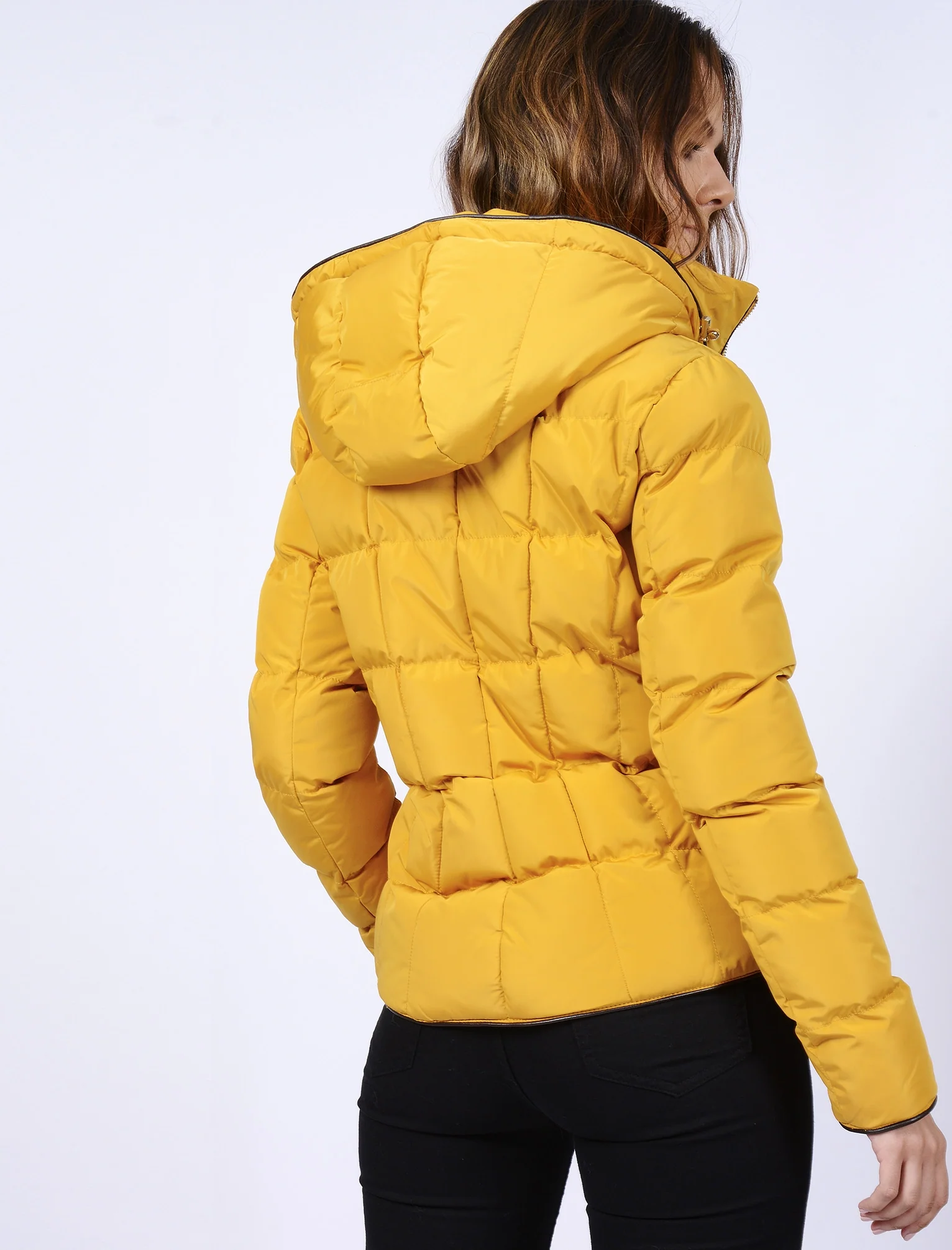 Wookie Quilted Hooded Jacket in Old Gold - Tokyo Laundry - Image 3